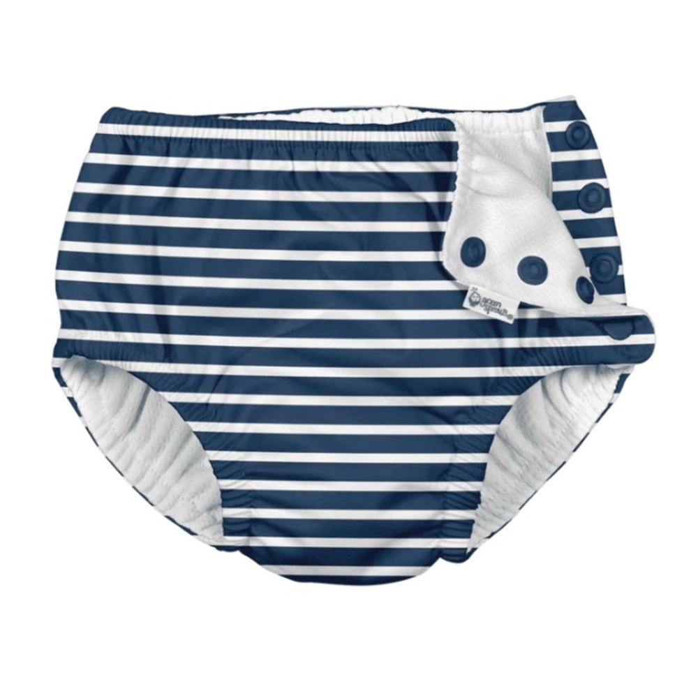 ⭐️2/$20 i play. Snap Reusable Absorbent Swimsuit Diaper in Navy Nautical Stripes